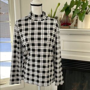 Plaid Mock Turtleneck Women's Top